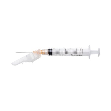 Safety Hypodermic Syringe with Needle SurGuard® 3 mL 1 Inch 25 Gauge Hinged Safety Needle Ultra Thin Wall
