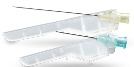 Safety Hypodermic Needle SurGuard3™ 1 Inch Length 23 Gauge Regular Wall Hinged Safety Needle