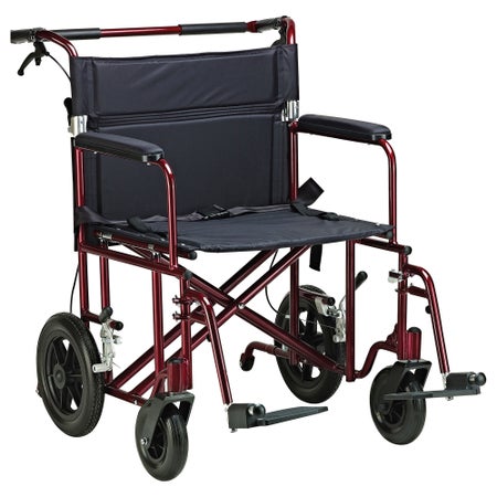 Transport Chair drive™ 22 Inch Seat Width Full Length Arm Swing-Away Footrest Aluminum Frame with Blue Finish