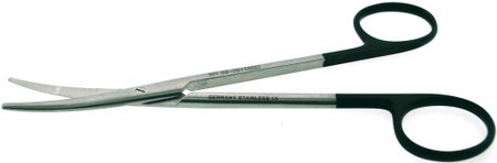 Dissecting Scissors BR Surgical SuperCut Metzenbaum 7 Inch Length OR / Surgical Grade German Stainless Steel NonSterile Finger Ring Handle Curved Blunt Tip / Blunt Tip