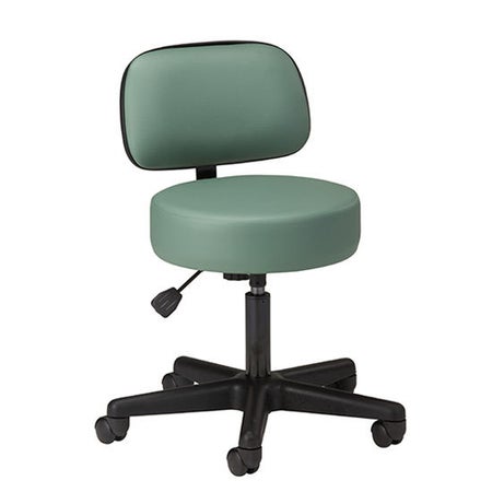 Exam Stool With Backrest Pneumatic Height Adjustment (5) 2.5 Inch Dual Wheel Casters Black