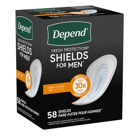 Bladder Control Pad Depend® Shields for Men 5 X 7-1/2 Inch Light Absorbency Sodium Polyacrylate Core One Size Fits Most