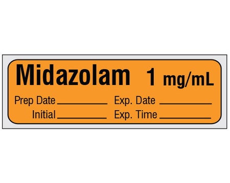 Drug Label Shamrock Syringe Label Midazolam 1 mg / mL / Prep Date _____ Exp. Date _____ / Initial _____ Exp. Time _____ Orange 1/2 X 1 Inch