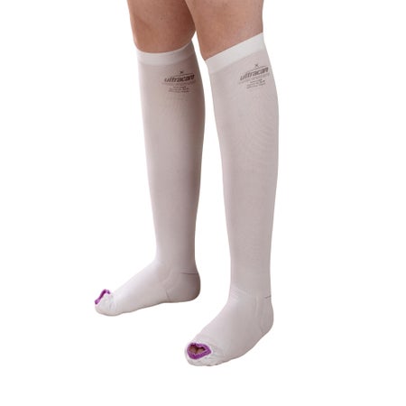 Anti-embolism Stocking UltraCARE® Knee High 3X-Large / Regular White Inspection Toe