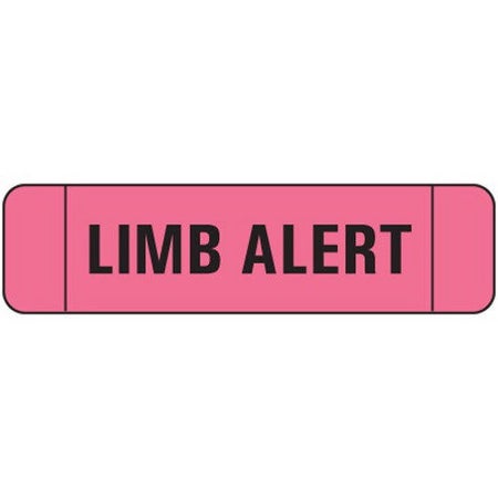 Pre-Printed Label Ident-Alert™ Auxiliary Label Pink Paper Limb Alert Black Alert Label 3/8 X 1-1/2 Inch