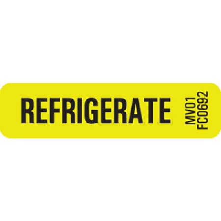 Pre-Printed Label MedVision® Auxiliary Label Chartreuse Paper REFRIGERATE Black Temperature Control 5/16 X 1-1/4 Inch