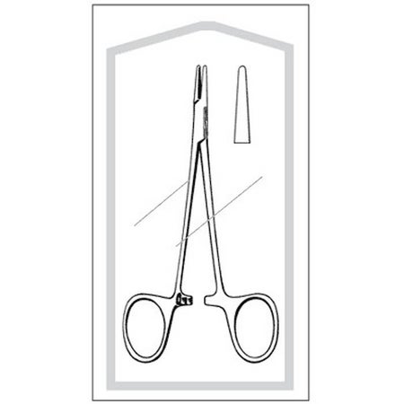 Needle Holder Econo™ Webster-Halsey 5-1/4 Inch Length Straight Smooth Blunt Tips Finger Ring Handle