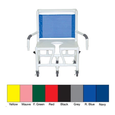 Shower Chair MJM International Swing-Away Arms PVC Frame Mesh Backrest with Pushbar 600 lbs. Weight Capacity
