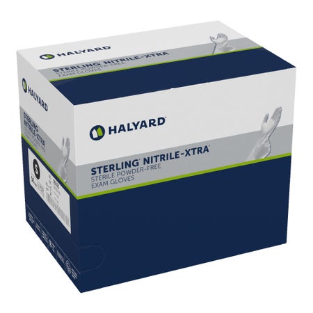 Exam Glove STERLING-XTRA® Small 50 Pairs per Box Sterile Pair Nitrile Extended Cuff Length Textured Fingertips Gray Not Rated