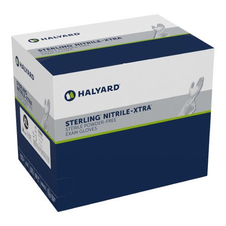 Exam Glove STERLING-XTRA® X-Large 50 Pairs per Box Sterile Pair Nitrile Extended Cuff Length Textured Fingertips Gray Not Rated