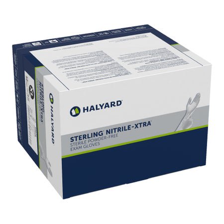 Exam Glove STERLING-XTRA® X-Large 50 Pairs per Box Sterile Pair Nitrile Extended Cuff Length Textured Fingertips Gray Not Rated