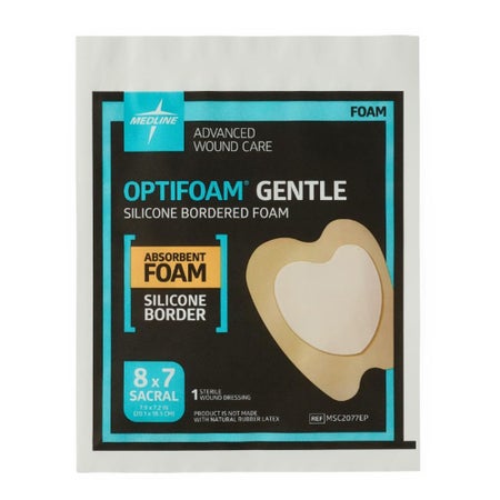Foam Dressing Optifoam® Gentle 7 X 8 Inch With Border Waterproof Backing Silicone Border Sacral Sterile