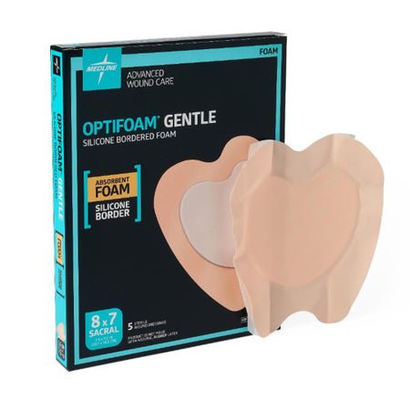 Foam Dressing Optifoam® Gentle 7 X 8 Inch With Border Waterproof Backing Silicone Border Sacral Sterile