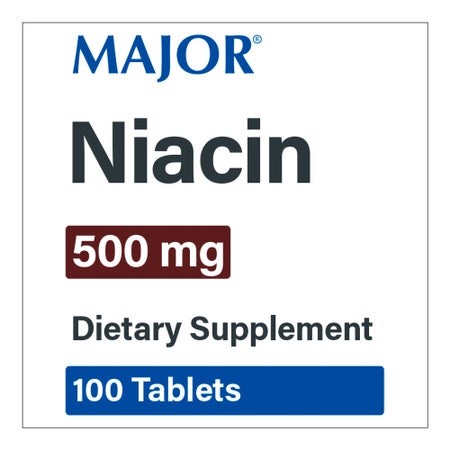 Dietary Supplement Major® Niacin 500 mg Strength Tablet 100 per Bottle