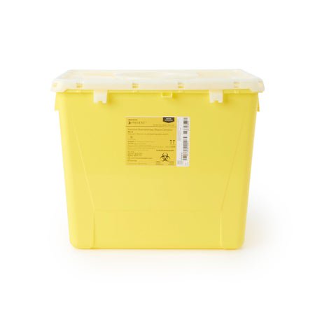 Chemotherapy Waste Container McKesson Prevent® Yellow Base 13-1/2 H X 17-3/10 W X 13 L Inch Vertical Entry 8 Gallon