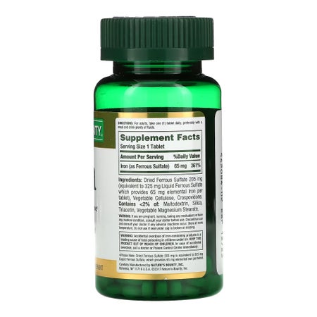 Mineral Supplement Nature's Bounty® Iron 65 mg Strength Tablet 100 per Bottle