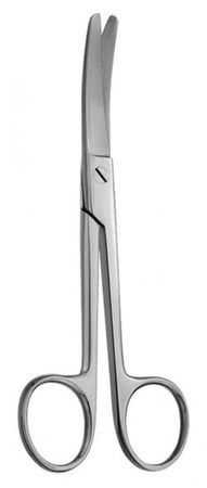 Operating Scissors V. Mueller® 5-3/4 Inch Length OR / Surgical Grade German Stainless Steel NonSterile Finger Ring Handle Curved on Flat Blunt Tip / Blunt Tip