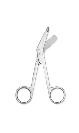 Bandage Scissors Centurion® Lister 5-1/2 Inch Length Floor / Office Grade Stainless Steel Sterile Finger Ring Handle Angled Blunt Tip / Blunt Tip