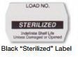 Pre-Printed Label Auxiliary Label Black Paper LOAD NO./STERILIZED/Indefinite Shelf Life/Unless Damaged or Opened Black Sterilization Label