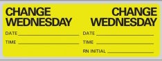 Pre-Printed Label pdc® Anesthesia Label Yellow Paper Change Wednesday, Date, Time, Rn Initial Black Syringe Label 1 X 2-15/16 Inch