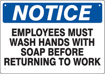 Wall Sign Instructional Sign Employee Must Wash Hand