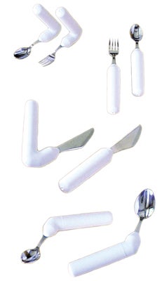 Teaspoon Comfort Grip Right Handed Silver / White