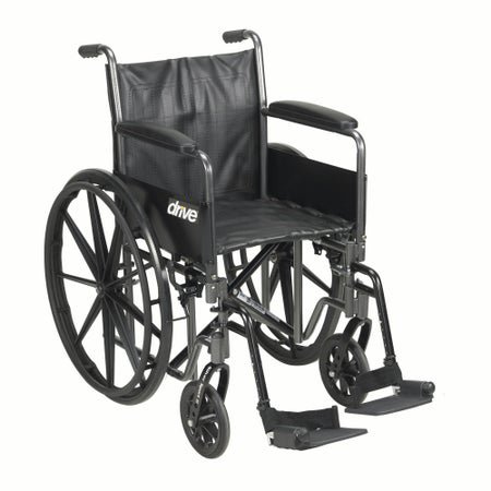 Wheelchair drive™ Silver Sport 2 Dual Axle Full Length Arm Swing-Away Footrest Black Upholstery 18 Inch Seat Width Adult 300 lbs. Weight Capacity