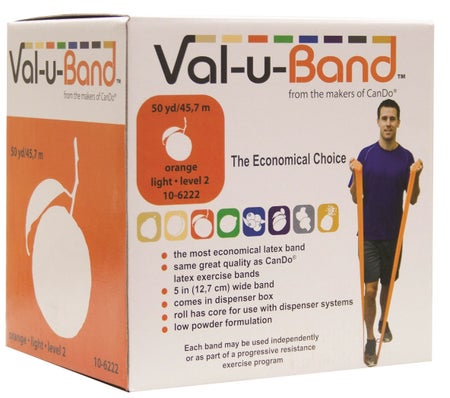 Exercise Resistance Band Val-u-Band® Low Powder Orange 5 Inch X 50 Yard Level 2 Resistance