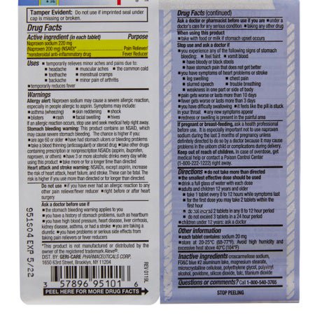 Pain Relief Geri-Care® 220 mg Strength Naproxen Sodium Tablet 100 per Bottle