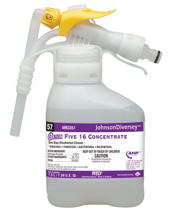 Surface Disinfectant Cleaner Diversey™ Oxivir® Five 16 Peroxide Based RTD® Dispensing System Liquid Concentrate 1.5 Liter Bottle Scented NonSterile