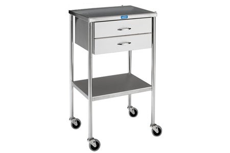 Utility Table 16 X 20 X 34 Inch Stainless Steel 1-1/2 Inch Top 3 Sided Top Rail 1 Drawer 1 Shelf