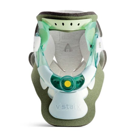Rigid Cervical Collar Aspen® Vista® TX Preformed Adult One Size Fits Most Two-Piece / Trachea Opening Adjustable Height Adjustable Neck Circumference