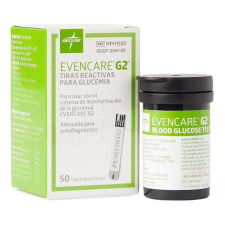 Blood Glucose Test Strips EvenCare® G2® 50 Strips per Pack For EvenCare® G2® Blood Glucose Monitoring System