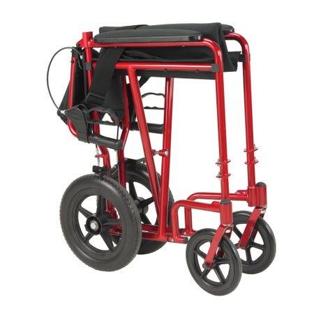 Transport Chair drive™ 19 Inch Seat Width Fixed Arm Height Swing-Away Footrest Aluminum Frame with Red Finish
