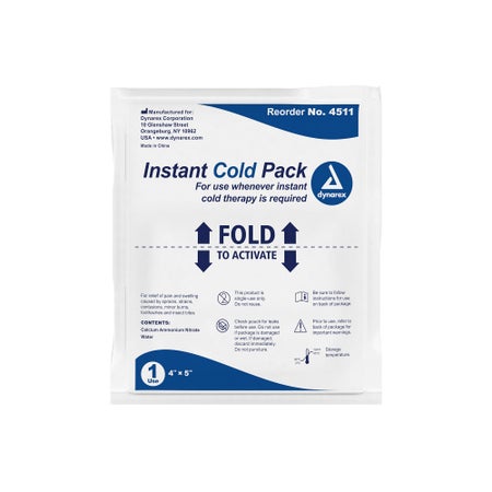 Instant Cold Pack Dynarex® General Purpose One Size Fits Most 4 X 5 Inch Plastic / Calcium Ammonium Nitrate / Water Disposable