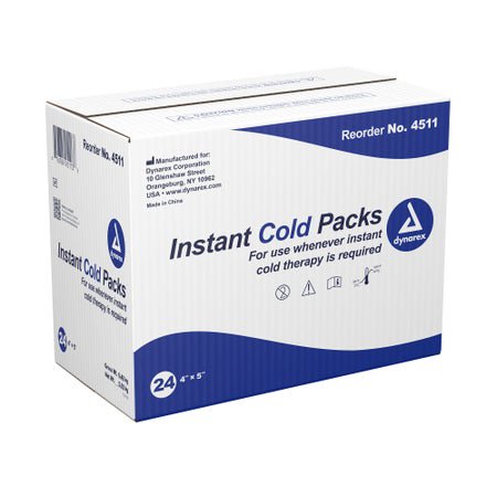 Instant Cold Pack Dynarex® General Purpose One Size Fits Most 4 X 5 Inch Plastic / Calcium Ammonium Nitrate / Water Disposable