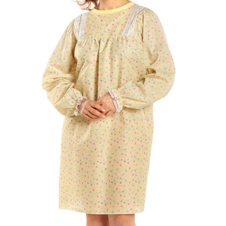 Patient Exam Gown Snap Wrap™ One Size Fits Most Yellow Floral Print Reusable