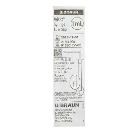 General Purpose Syringe Injekt™ 1 mL Luer Slip Tip Without Safety