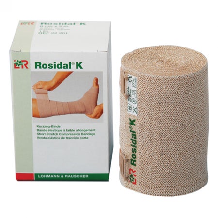 Compression Bandage Rosidal® K 4 Inch X 5-1/2 Yard Clip Detached Closure Tan NonSterile High Compression