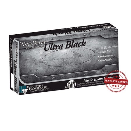 Exam Glove NitriDerm® Ultra Black X-Large 100 per Box NonSterile Nitrile Standard Cuff Length Textured Fingertips Black Chemo Tested / Fentanyl Tested