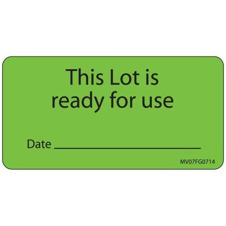 Pre-Printed Label MedVision® Auxiliary Label Green Paper THIS LOT IS ready for use/Date_________ Black Quality Control Label 1-1/2 X 2-15/16 Inch