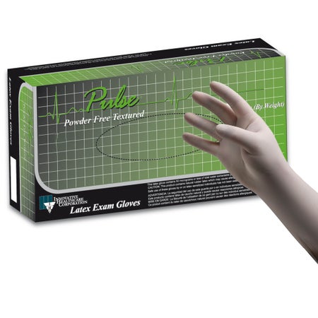 Exam Glove Pulse® 151 Series Medium 100 per Box NonSterile Latex Standard Cuff Length Fully Textured White Not Rated