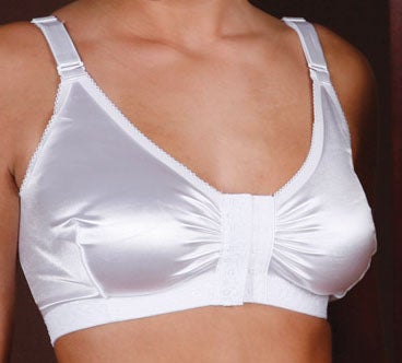 Compression Bra T-340 Size 42 White Front Hook and Eye Closure Adjustable Slide Strap