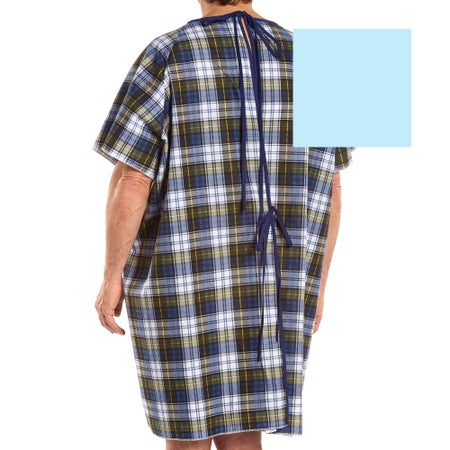 Patient Exam Gown TieBack™ One Size Fits Most Blue Reusable