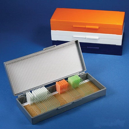 Slide Storage Box Globe® Scientific White ABS Plastic / Cork 50 Slide Capacity