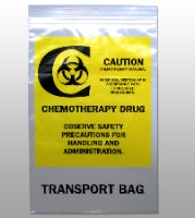 Hazardous Drug Bag LK® Biohazard Symbol / Chemotherapy Drug / Transport Bag Clear / Yellow 6 X 9 Inch