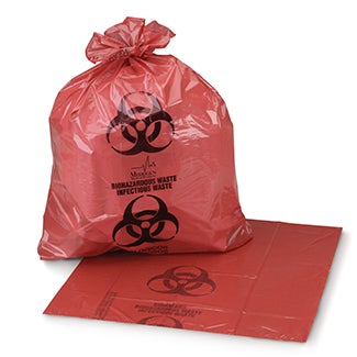 Biohazard Waste Bag Biohazard Symbol / Biohazardous Waste / Infectious Waste 44 gal. Red 37 X 50 Inch