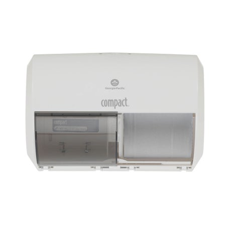 Toilet Tissue Dispenser Compact® Side-by-Side Translucent White Plastic Manual 2 Rolls Wall Mount