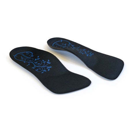 Fashion Orthotic Insole Powerstep® SlenderFit™ Full Length Polypropylene / VCT® Foam Women 9.5 to 10.5 Black / Blue