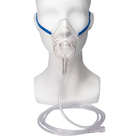 Oxygen Mask Elongated Style Pediatric One Size Fits Most Adjustable Head Strap